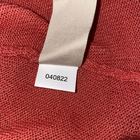 Soft Surroundings Cardigan Large Pinkish Orange One-Button Crochet Open Knit - Picture 9 of 10